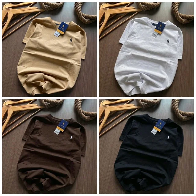 RL Polo Men's Plain Tshirt Combo - Pack of 4 | Premium Cotton | Casual & Formal Wear  