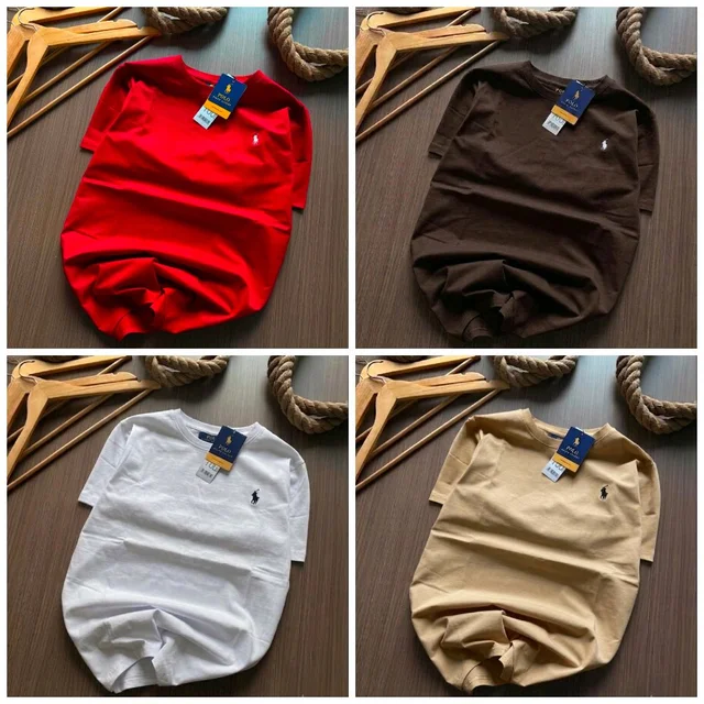 RL Polo Men's Plain Tshirt Combo - Pack of 4 | Premium Cotton | Casual & Formal Wear   