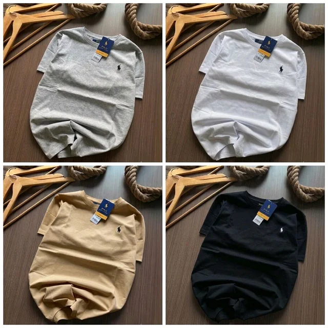 RL Polo Men's Plain Tshirt Combo - Pack of 4 | Premium Cotton | Casual & Formal Wear    