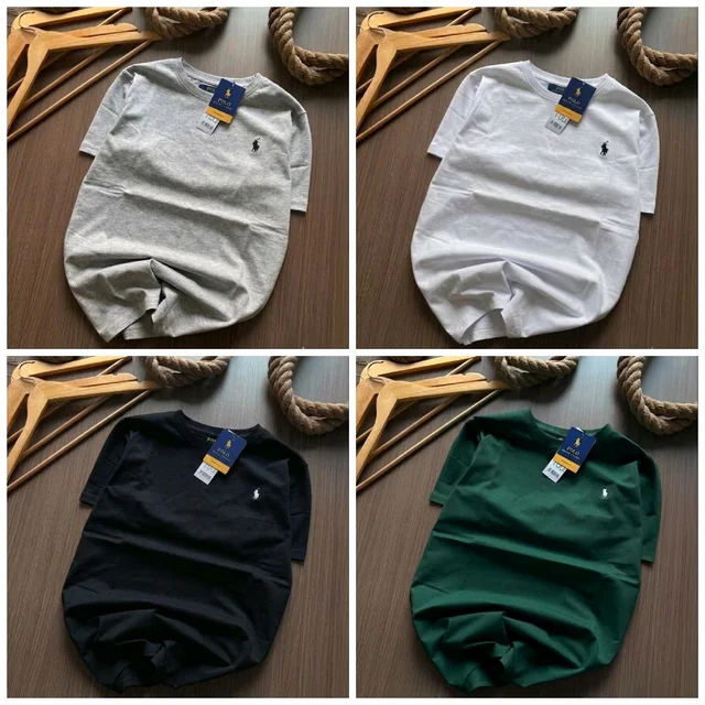 RL Polo Men's Plain Tshirt Combo - Pack of 4 | Premium Cotton | Casual & Formal Wear     