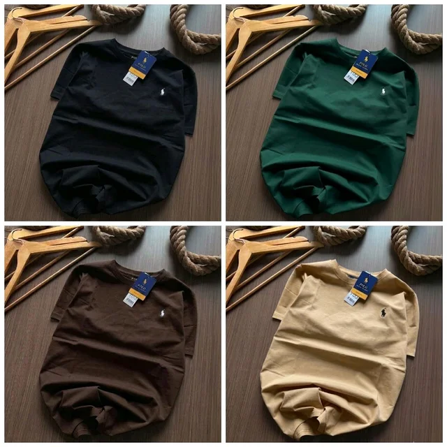 RL Polo Men's Plain Tshirt Combo - Pack of 4 | Premium Cotton | Casual & Formal Wear      