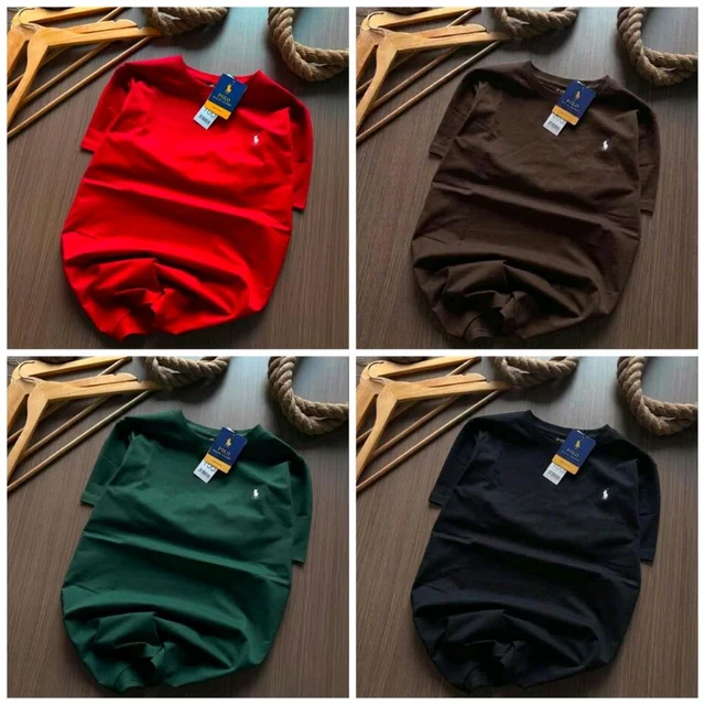 RL Polo Men's Plain Tshirt Combo - Pack of 4 | Premium Cotton | Casual & Formal Wear       