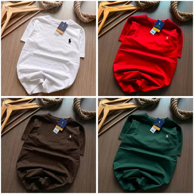 RL Polo Men's Plain Tshirt Combo - Pack of 4 | Premium Cotton | Casual & Formal Wear        