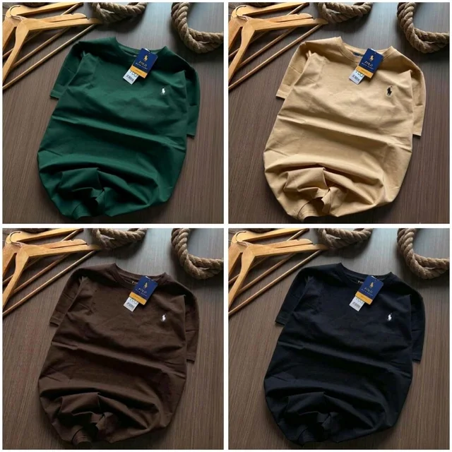 RL Polo Men's Plain Tshirt Combo - Pack of 4 | Premium Cotton | Casual & Formal Wear         