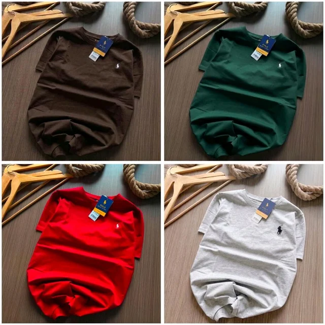 RL Polo Men's Plain Tshirt Combo - Pack of 4 | Premium Cotton | Casual & Formal Wear           