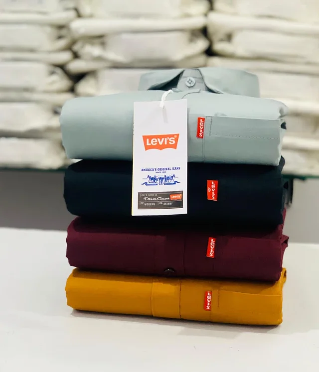 Levies Men's Plain Shirt Combo - Pack of 4 | Premium Cotton | Casual & Formal Wear - L- 40