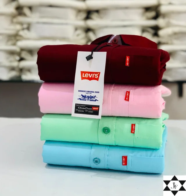 Levies Men's Plain Shirt Combo - Pack of 4 | Premium Cotton | Casual & Formal Wear - L- 40