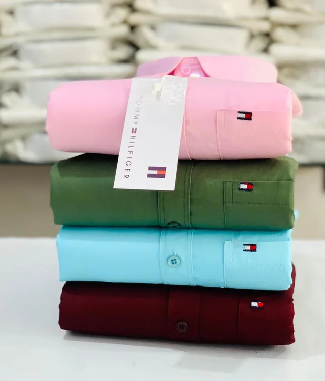 Tommy Men's Plain Shirt Combo - Pack of 4 | Premium Cotton | Casual & Formal Wear - L-40