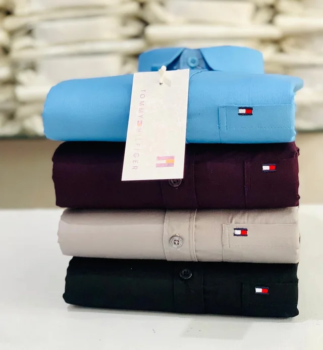 Tommy Men's Plain Shirt Combo - Pack of 4 | Premium Cotton | Casual & Formal Wear - M- 38