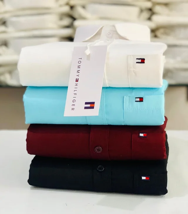 Tommy Men's Plain Shirt Combo - Pack of 4 | Premium Cotton | Casual & Formal Wear - L-40