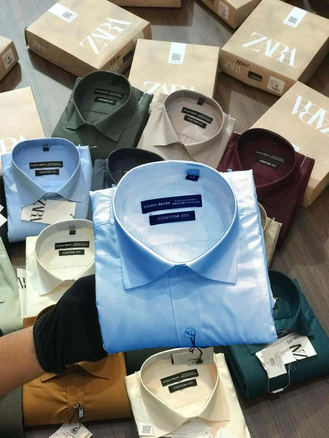 Zara Men Premium Cotton Shirt - XXL- 44