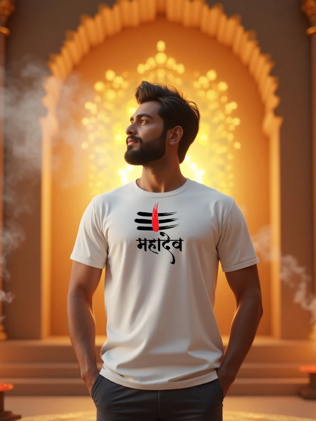 "Mahadev Tilak Edition" T-Shirt | Sacred Power & Simplicity - L, Black