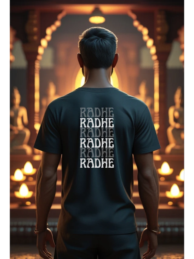 "Radhe Radhe" T-Shirt | Feel the Divine Love of Shri Radha - S, White