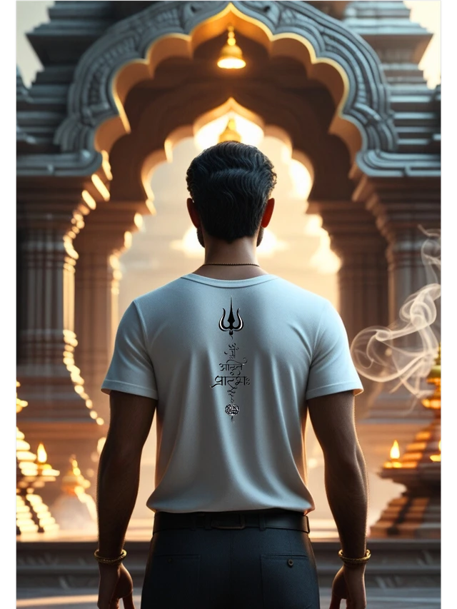 "Ant Ashti Prarmbh" Trishul T-Shirt | Invoke the Power of Lord Shiva - L