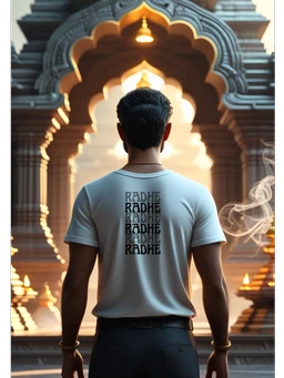 "Radhe Radhe" T-Shirt | Feel the Divine Love of Shri Radha - S, White