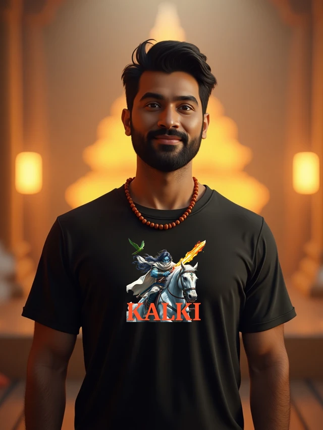 "Dharma Tees – Kalki Edition" | The Warrior of the Future - XL, Black