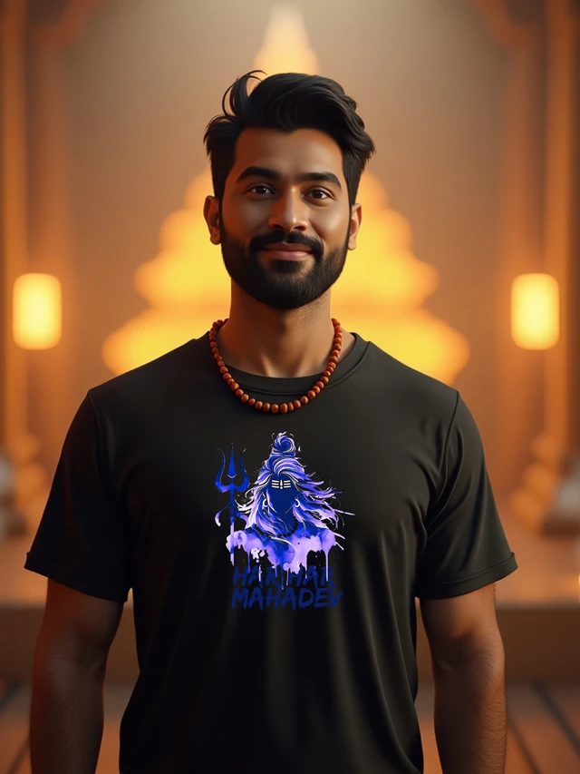 "Dharma Tees – Har Har Mahadev Edition" | Invoke the Power of Shiva - L, Black