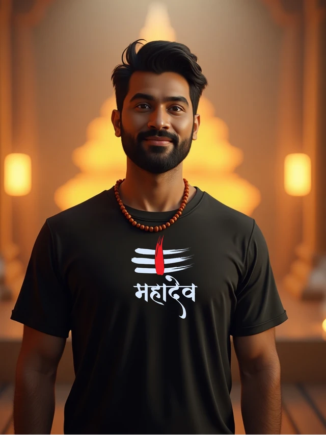 "Mahadev Tilak Edition" T-Shirt | Sacred Power & Simplicity - L, Black