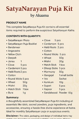SatyaNarayan Puja Kit – Complete Ritual Set