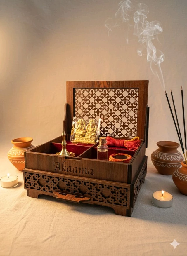 Bhakti on the Go – Portable Wooden Mandir Box( Second Design )