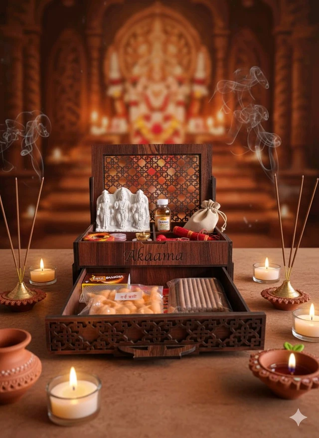 Bhakti on the Go – Portable Wooden Mandir Box( Second Design )
