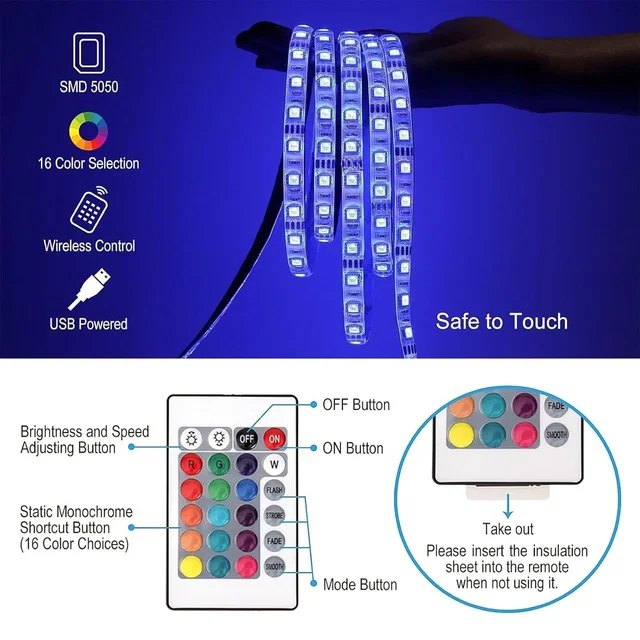 3M RGB LED Strip Lights, LED Mood Lights (1 Set) BX13460