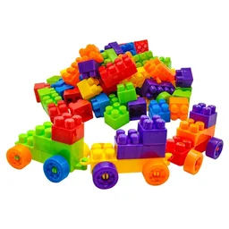 Blocks Set for Kids, Play Fun and Learning Blocks for Kids Games for Children Block Game Puzzles Set Boys, Children (Multicolor, 60 Bricks Blocks) BX8094