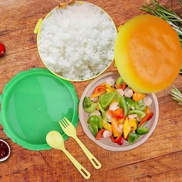 Burger Shape Lunch Box Plastic Lunch Box Food Container Sets Double Layer Lunchbox 1000ml With 2 Spoon Applicable to Kids and Elementary School Students BX5313