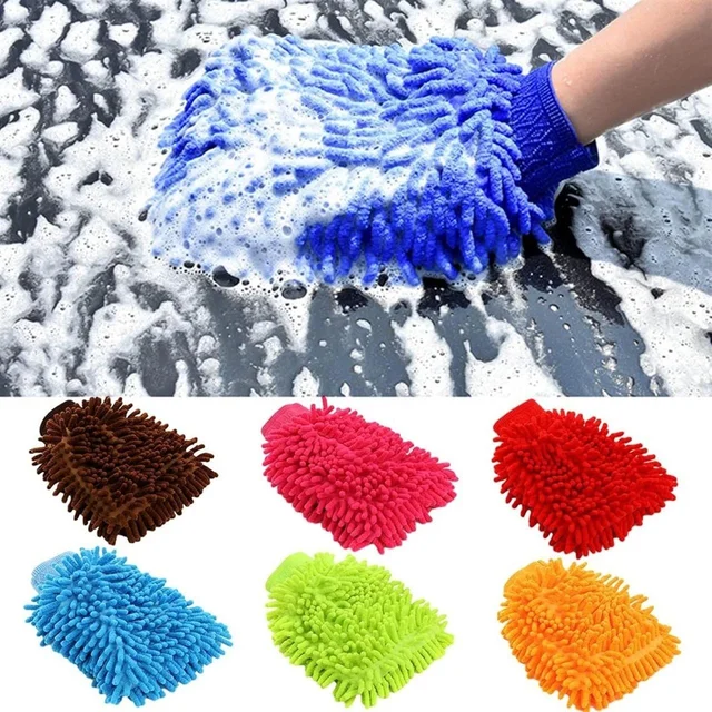 Double-Sided Microfiber Hand Glove Duster – Multi-Purpose Cleaning Glove (Mix Color) Pack of 2 BX0711