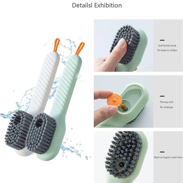 Multifunctional Scrubbing Brush with Liquid / Soap Dispenser, Cleaning Brush with Liquid / Soap Dispenser, Shoe Brush for Cleaning, Cloth Cleaning Brush with Handle Liquid Shoe Brush For Shoe Clothes (1 Pc) BX17928