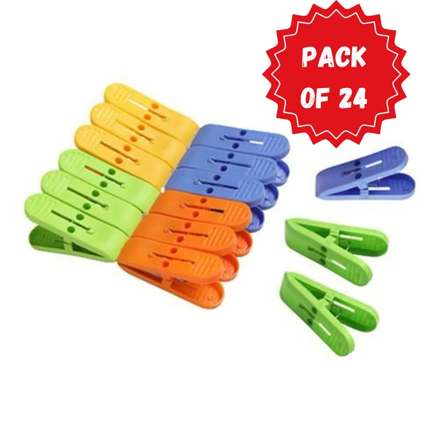 Plastic Cloth Clips for cloth Dying cloth clips (multicolour) Pack of 24 BX1365