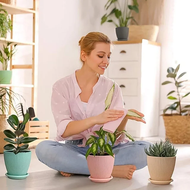 Plastic Flower Pot with Bottom Tray (5 Pcs Set) BX18265