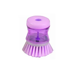 Plastic Wash Basin Brush Cleaner with Liquid Soap Dispenser (Multicolour) Pack of 3 BX0159