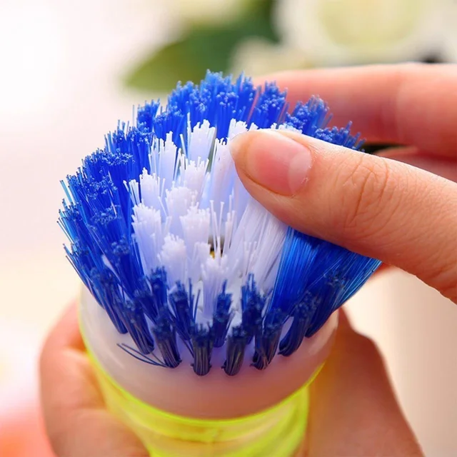 Plastic Wash Basin Brush Cleaner with Liquid Soap Dispenser (Multicolour) Pack of 3 BX0159