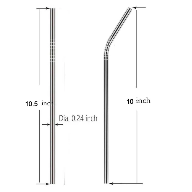 Reusable Pack of 5 Stainless Steel Straw with Cleaning Brush-Metal Straws Drinking Juice Glass Set Water/Juice Glass