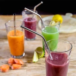 Reusable Pack of 5 Stainless Steel Straw with Cleaning Brush-Metal Straws Drinking Juice Glass Set Water/Juice Glass