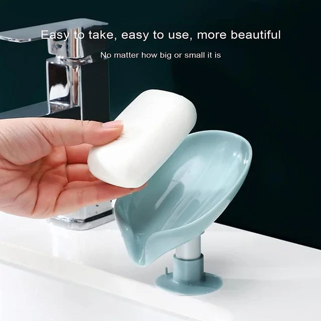 Self Draining Soap Holder for Bathroom Leaf Shape Soap Tray Pack of 2 BX4831