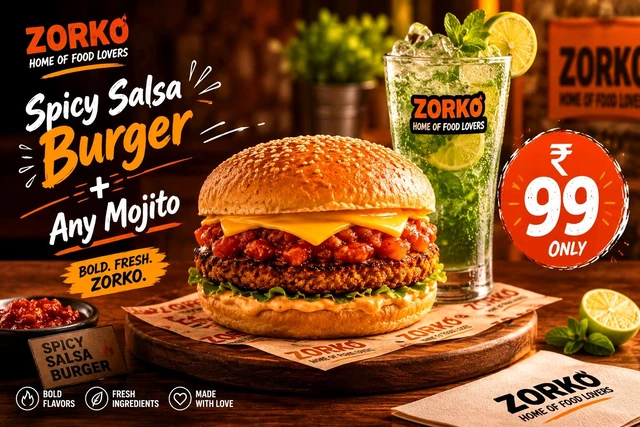Spicy Salsa Burger + Any Mojito
