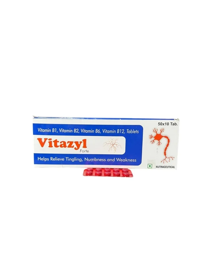 ZANE PHARMACEUTICALS Vitazyl Forte Tablet – Powerful Vitamin B Complex Supplement for Energy & Nerve Health - 10*50 TAB