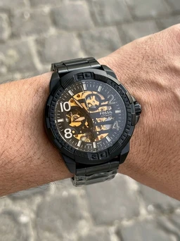 FOSSIL_ BRONSON Automatic Analog Black Watch For Men ME3256 - Black