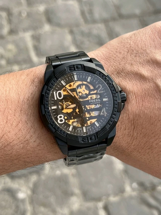 FOSSIL_ BRONSON Automatic Analog Black Watch For Men ME3256 - Black