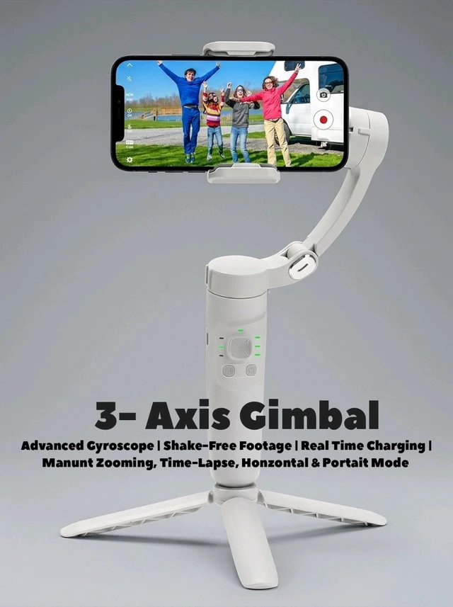 3-Axis Merak One M1 Smartphone Stabilizer, Handheld Gimbal with LED Indicators, White