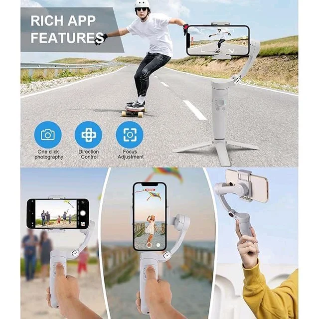 3-Axis Merak One M1 Smartphone Stabilizer, Handheld Gimbal with LED Indicators, White
