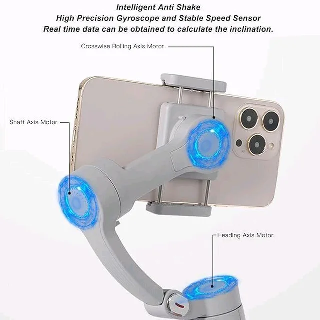 3-Axis Merak One M1 Smartphone Stabilizer, Handheld Gimbal with LED Indicators, White