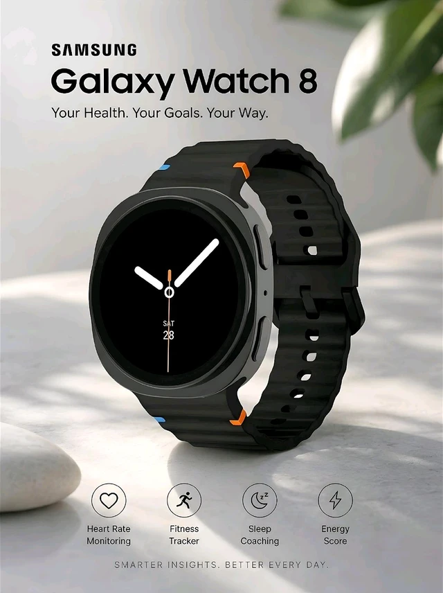 SAMSUNG_ Galaxy Watch8 Unisex  BT+ GPS + Voice Assistant Smartwatch (44mm Super AMOLED 1.73" Display, Sport Strap)

