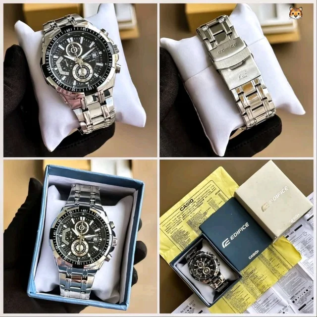 Casio_ Edifice_ EFR-539D-1AVUDF Analog Black Dial Men Watch Silver Strap