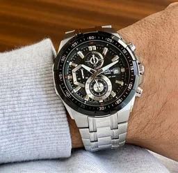 Casio_ Edifice_ EFR-539D-1AVUDF Analog Black Dial Men Watch Silver Strap