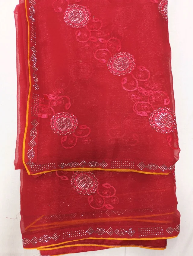 Simmar Chiffon With Embroidery And Swarovski In 5 Color Matching