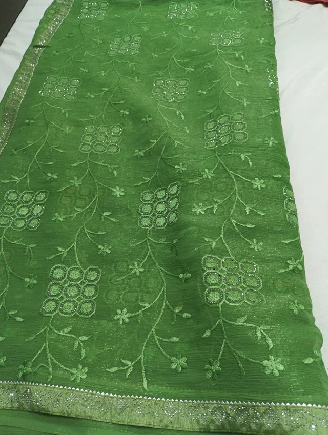 Simmar Chiffon With Embroidery And Swarovski In 5 Color Matching
