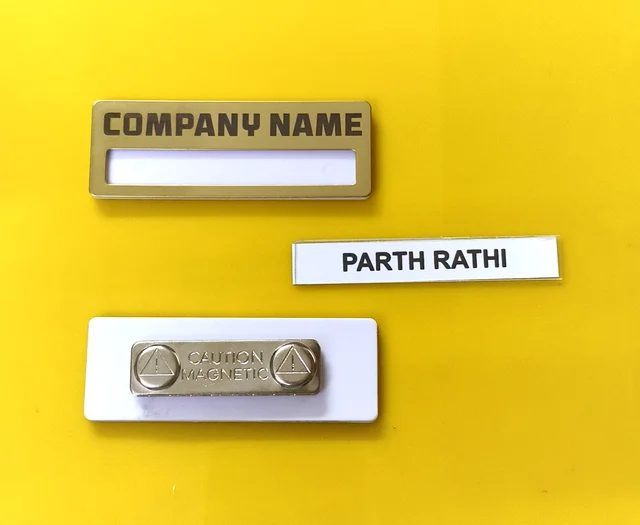 Reusable S S Metal Golden Badge Order Online India
- 70x25 mm